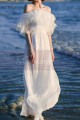 Elastic Top And Waist White Boho Beach Civil Wedding Dress - Ref L2044 - 03