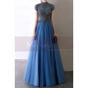 Blue Formal Dresses With Classy Top Lace And Short Sleeves - Ref L2045 - 03