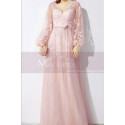 Light Pink Evening Dresses For Weddings Transparent Sleeves - Ref L2047 - 02