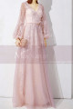 Light Pink Evening Dresses For Weddings Transparent Sleeves - Ref L2047 - 05
