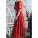 Lace Short Red Vintage Style Dress With V Neck And Sleeves - Ref L2054 - 03