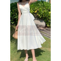 Beautiful Chiffon White Cocktail Dress With Sexy Crossed Back - Ref C2029 - 02