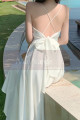 Beautiful Chiffon White Cocktail Dress With Sexy Crossed Back - Ref C2029 - 04
