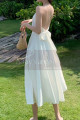 Beautiful Chiffon White Cocktail Dress With Sexy Crossed Back - Ref C2029 - 05