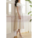 Thick Satin Off White Classy Wedding Dress With Short Sleeves - Ref M1308 - 02