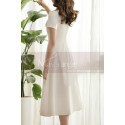 Thick Satin Off White Classy Wedding Dress With Short Sleeves - Ref M1308 - 04