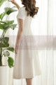 Robe Classe Pour Un Mariage Blanc Cassé Avec Manches Courtes - Ref M1308 - 04