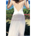 Long Backless White Beach Wedding Dresses With Thin Straps - Ref M1314 - 02