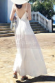 Long Backless White Beach Wedding Dresses With Thin Straps - Ref M1314 - 03