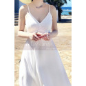 Long Backless White Beach Wedding Dresses With Thin Straps - Ref M1314 - 04