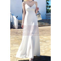 Robe Longue Blanche Dos Nu Simple Pour Un Mariage A La Plage - Ref M1314 - 05