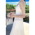 Long Backless White Beach Wedding Dresses With Thin Straps - Ref M1314 - 06