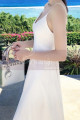 Long Backless White Beach Wedding Dresses With Thin Straps - Ref M1314 - 06