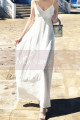 Long Backless White Beach Wedding Dresses With Thin Straps - Ref M1314 - 07