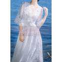 Long Sleeves Bohemian Lace Wedding Dress Scalloped Neckline - Ref M1310 - 02