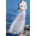 Long Sleeves Bohemian Lace Wedding Dress Scalloped Neckline - Ref M1310 - 03