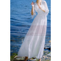 Long Sleeves Bohemian Lace Wedding Dress Scalloped Neckline - Ref M1310 - 05