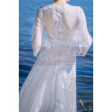 Long Sleeves Bohemian Lace Wedding Dress Scalloped Neckline - Ref M1310 - 06