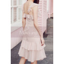 Short Chiffon Pink Cocktail Dress Ruffle Neckline And Skirt - Ref C2030 - 04