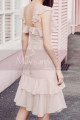 Short Chiffon Pink Cocktail Dress Ruffle Neckline And Skirt - Ref C2030 - 04