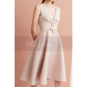 Elegant Princess Pink Satin Cocktail Dress Double Bow Belt - Ref C2031 - 02