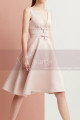 Elegant Princess Pink Satin Cocktail Dress Double Bow Belt - Ref C2031 - 03