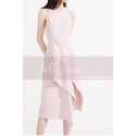 Robe Cocktail Courte Rose Sans Manches Jupe Stylée A Fente - Ref C2032 - 02