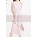 Robe Cocktail Courte Rose Sans Manches Jupe Stylée A Fente - Ref C2032 - 05