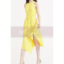 Pretty Cocktail Yellow Summer Dress With Trendy Cutout Skirt - Ref C2033 - 02