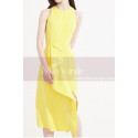 Pretty Cocktail Yellow Summer Dress With Trendy Cutout Skirt - Ref C2033 - 03