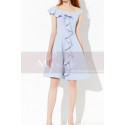 Ruffle Bardot Neckline Trendy Pastel Dress For Cocktail Party - Ref C2034 - 03