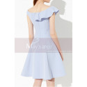 Petite Robe Cocktail Pastel Col Bardot A Volant Satin Epais - Ref C2034 - 04