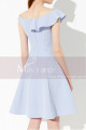 Ruffle Bardot Neckline Trendy Pastel Dress For Cocktail Party - Ref C2034 - 04