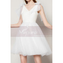 White Ball Gown Prom With Tulle Puffy Skirt And Bow Straps - Ref C2036 - 03