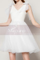 White Ball Gown Prom With Tulle Puffy Skirt And Bow Straps - Ref C2036 - 03