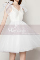 White Ball Gown Prom With Tulle Puffy Skirt And Bow Straps - Ref C2036 - 04
