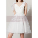 White Ball Gown Prom With Tulle Puffy Skirt And Bow Straps - Ref C2036 - 06