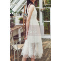 Sleeveless Casual White Dress With Tulle Starry Midi Skirt - Ref C2039 - 02