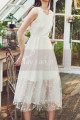 Sleeveless Casual White Dress With Tulle Starry Midi Skirt - Ref C2039 - 04
