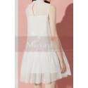 Pretty Short White Special Occasion Dress With High Neck Bow - Ref C2040 - 02
