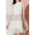Pretty Short White Special Occasion Dress With High Neck Bow - Ref C2040 - 04