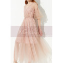 Pink Sheer Sleeves Party Dresses For Women With Short Lined - Ref C2041 - 02