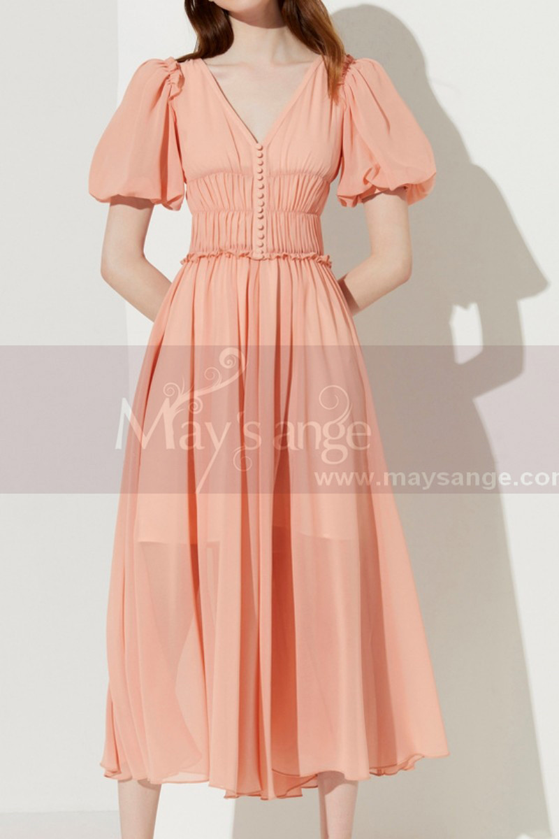 Puffy Sleeves Cute Spring Outfits With Elastic Waist Skirt - Ref C2042 - 01