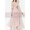 Long Womens Casual Summer Dress Pink Straps And Ruffles Top - Ref C2043 - 02
