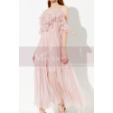Long Womens Casual Summer Dress Pink Straps And Ruffles Top - Ref C2043 - 03
