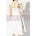 Robe Classe Soiree Courte Blanc Avec Un Joli Décolleté En V - Ref C2044 - 02