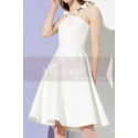 Robe Classe Soiree Courte Blanc Avec Un Joli Décolleté En V - Ref C2044 - 04