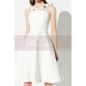 Robe Classe Soiree Courte Blanc Avec Un Joli Décolleté En V - Ref C2044 - 05