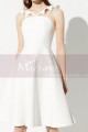 Womens Short White New Fashion Dress Satin With Cute V Neck - Ref C2044 - 05
