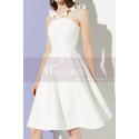 Robe Classe Soiree Courte Blanc Avec Un Joli Décolleté En V - Ref C2044 - 06